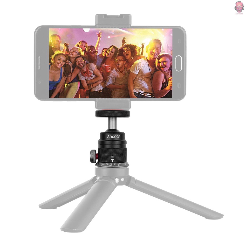 Đầu bi Andoer chất liệu hợp kim nhôm xoay 360 độ kèm đế đỡ 1 / 4 cho máy ảnh Dslr
