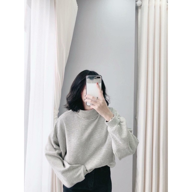 Áo nỉ kẻ tay bom