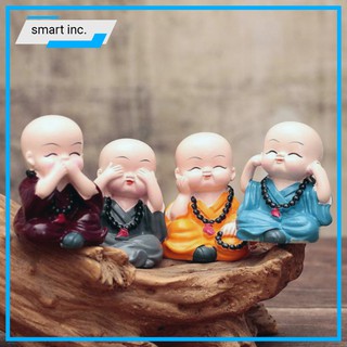 Bộ 4 Tượng Chú Tiểu Hòa Thượng Tứ Không Mini 🎀GIÁ RẺ🎀 Để Bàn Làm Việc, Bàn Học, Phòng Khách, Xe Ô Tô Bằng Sứ An Lạc