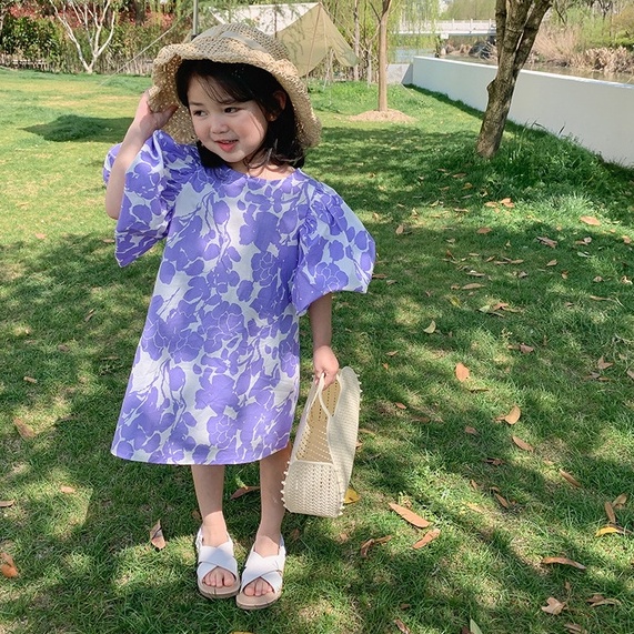 VT13 Size12-30kg Váy đầm bé gái (Dầm babydoll vải trơn mịn) Thời trang trẻ Em hàng quảng châu