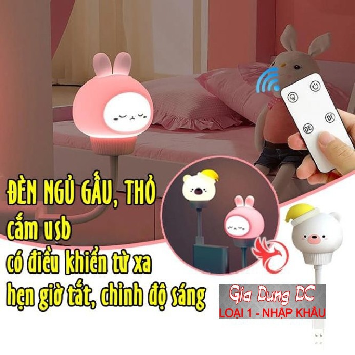[Hàng Cao Cấp] (Có Điều Khiển) Đèn ngủ cắm USB hình thỏ gấu dễ thương trang trí quà tặng ý nghĩa
