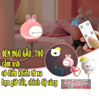 [Hàng cao cấp] (Có Điều Khiển) Đèn ngủ cắm USB hình thỏ gấu dễ thương