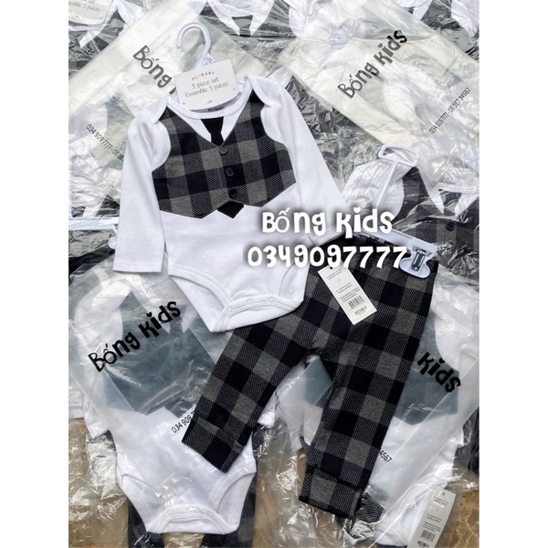 Bộ Bodysuit Bé Trai Công Tử Kẻ Ô PLBaby