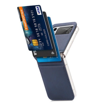 (Z Flip4)Ốp điện thoại da chống sốc chống trầy có ngăn đựng thẻ cho Samsung Galaxy Z Flip 4 , Flip3 5G có ngăn cài thẻ