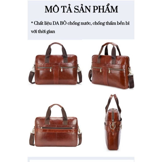 Cặp da bò nam thật 100%, cặp da bò công sở