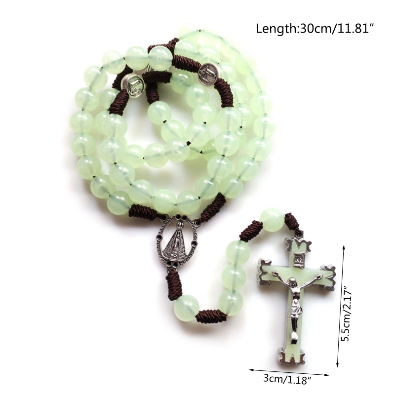 Vòng cổ Chuỗi Hạt 10mm Mặt Thánh Giá Phát Sáng Trong Bóng Tối