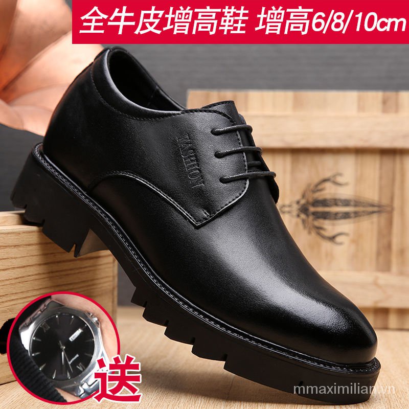 Giày da bò đế độn 8cm tăng chiều cao 10cm cho nam