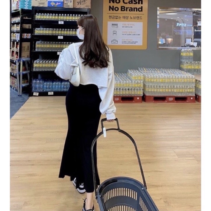 Chân váy đuôi cá xòe dáng dài chất len tăm hot hit