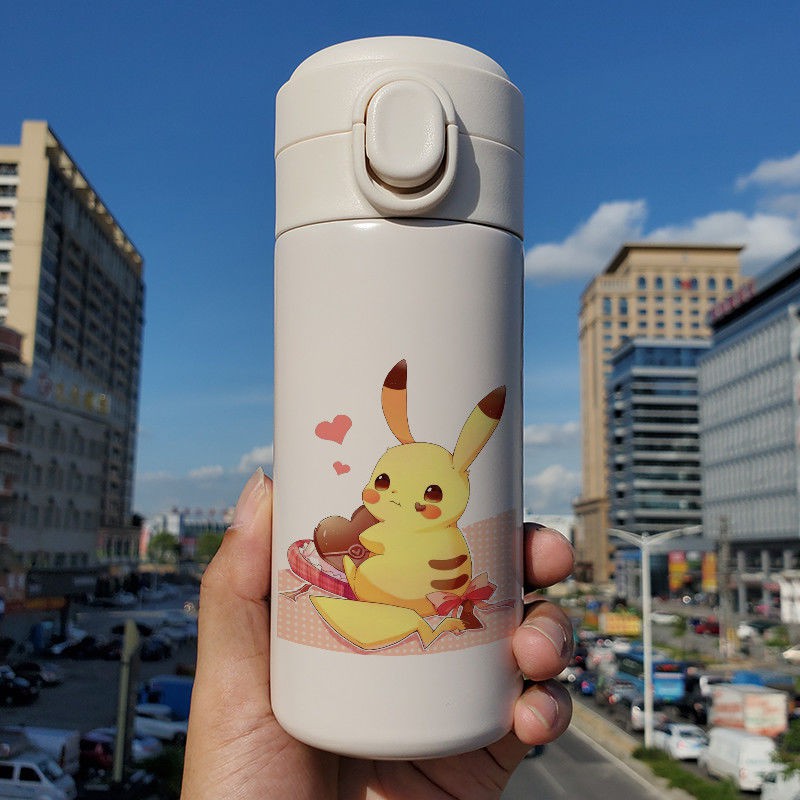 THERMOS POKÉMON Bình Nước Giữ Nhiệt Cỡ Nhỏ In Hoạt Hình Pikachu Kiểu Nhật Bản Dễ Thương