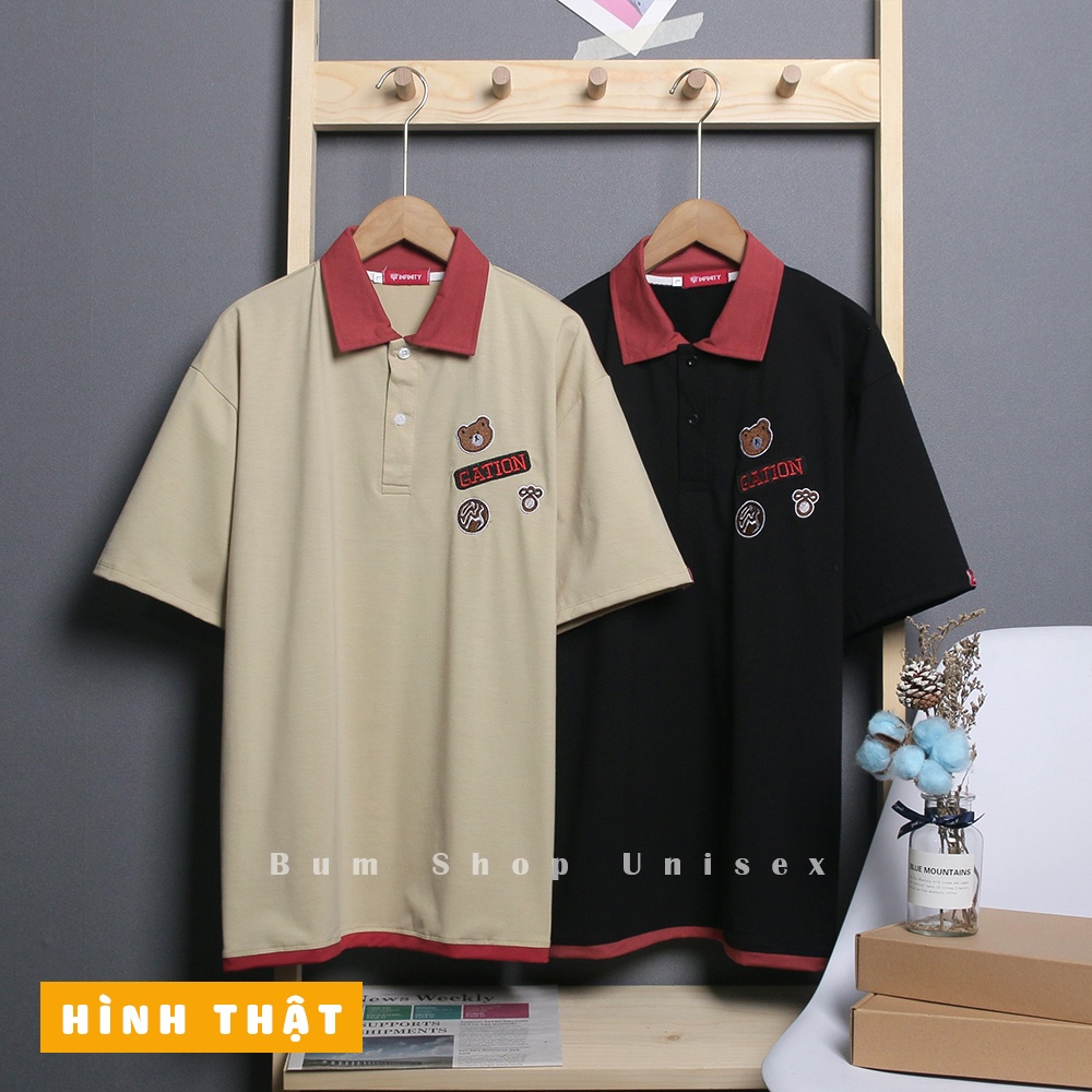 Áo Thun Nam Nữ Unisex Có Cổ Form Rộng  - Mang Cặp Cực Đẹp | Size 40 - 85kg | Thun Cotton Mềm Mát | Áo Phông Có Cổ