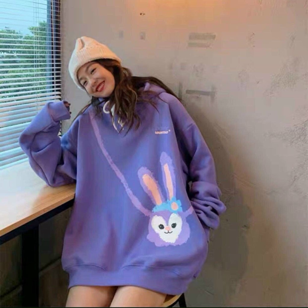 Áo khoác hoodie nỉ nam nữ form rộng XUKA SHOP in hình túi thỏ , phong cách unisex có 2 màu Trắng Tím | BigBuy360 - bigbuy360.vn