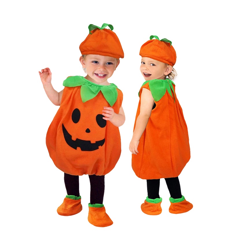 Trang Phục Hóa Trang Halloween Hình Bí Ngô Dễ Thương Cho Bé 2-10 Tuổi