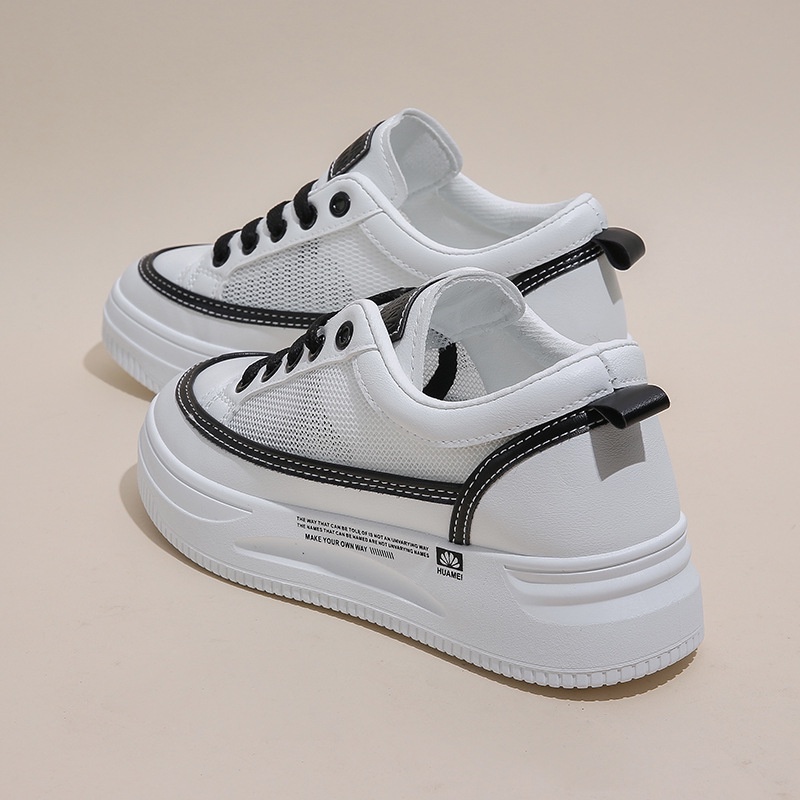 Giày thể thao nữ đế cao, lưới thoáng khí mùa hè phối da cao cấp hot trend 2023 phong cách Hàn Quốc size 36-40 [027]