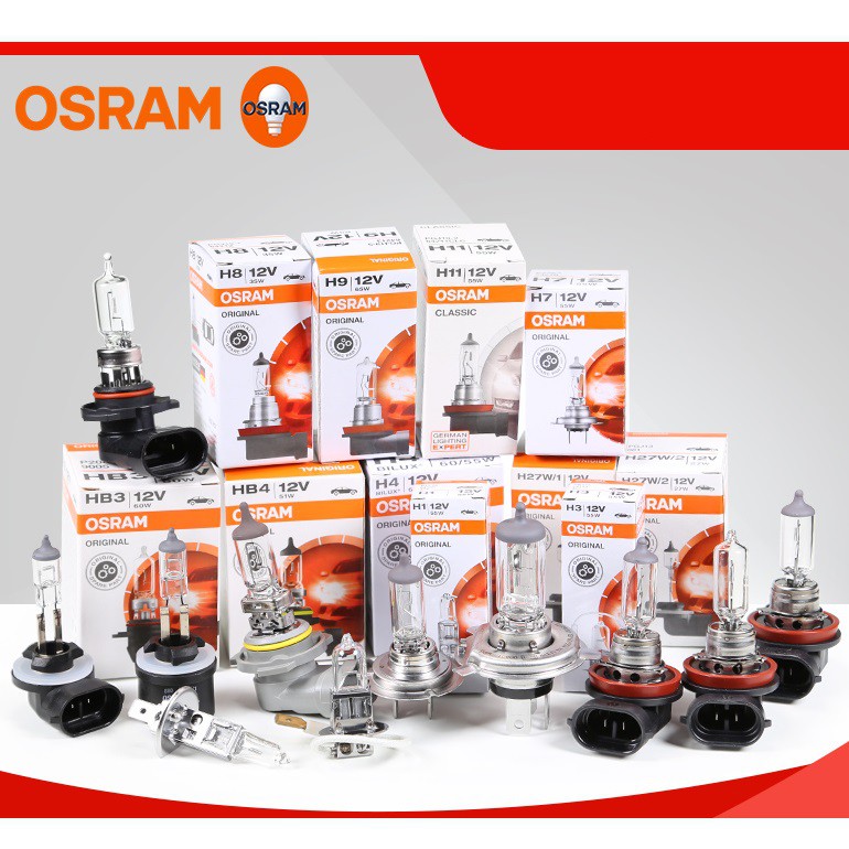 Bóng Đèn Pha Osram 12V 55W Halogen Cao Cấp Chân H1/H3/H4/H7/H11/HIR2 (9012)