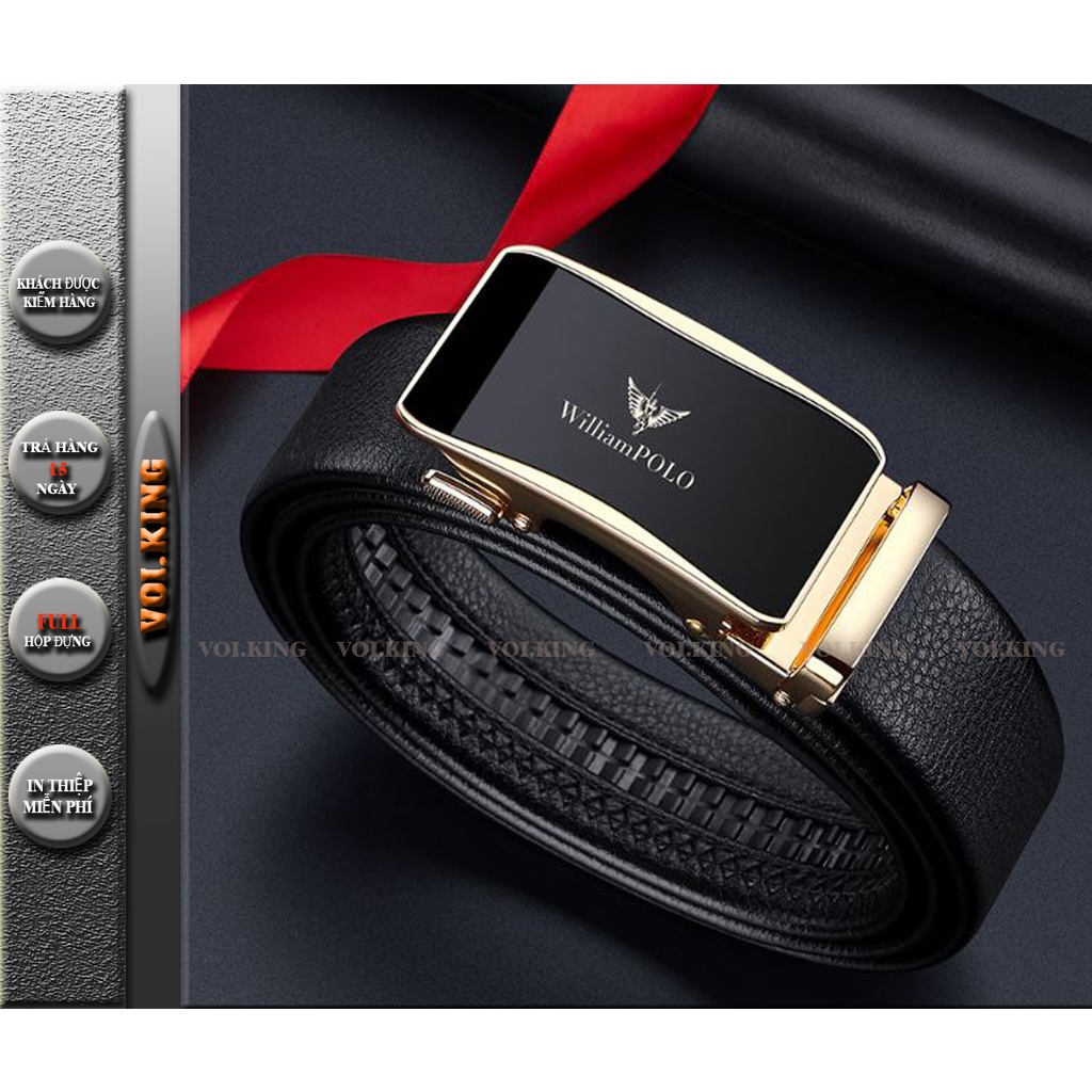 Thắt lưng nam cao cấp WilliamPOLO , dây nịt nam da bò VOI.KING - VK04