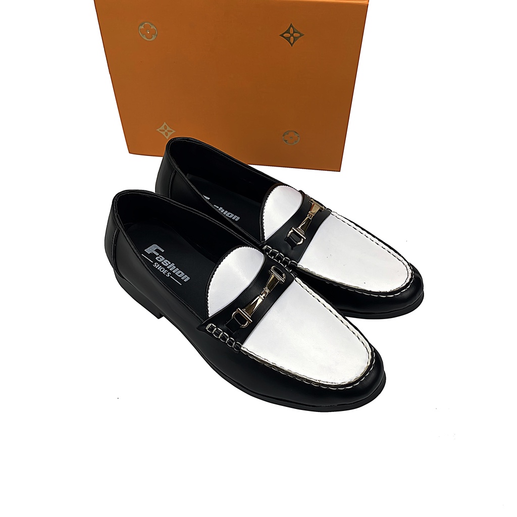 Giày da nam loafer | giày lười nam đình đám , cổ điển sang trọng sự kết hợp hoàn hảo 2 màu Đen & Trắng