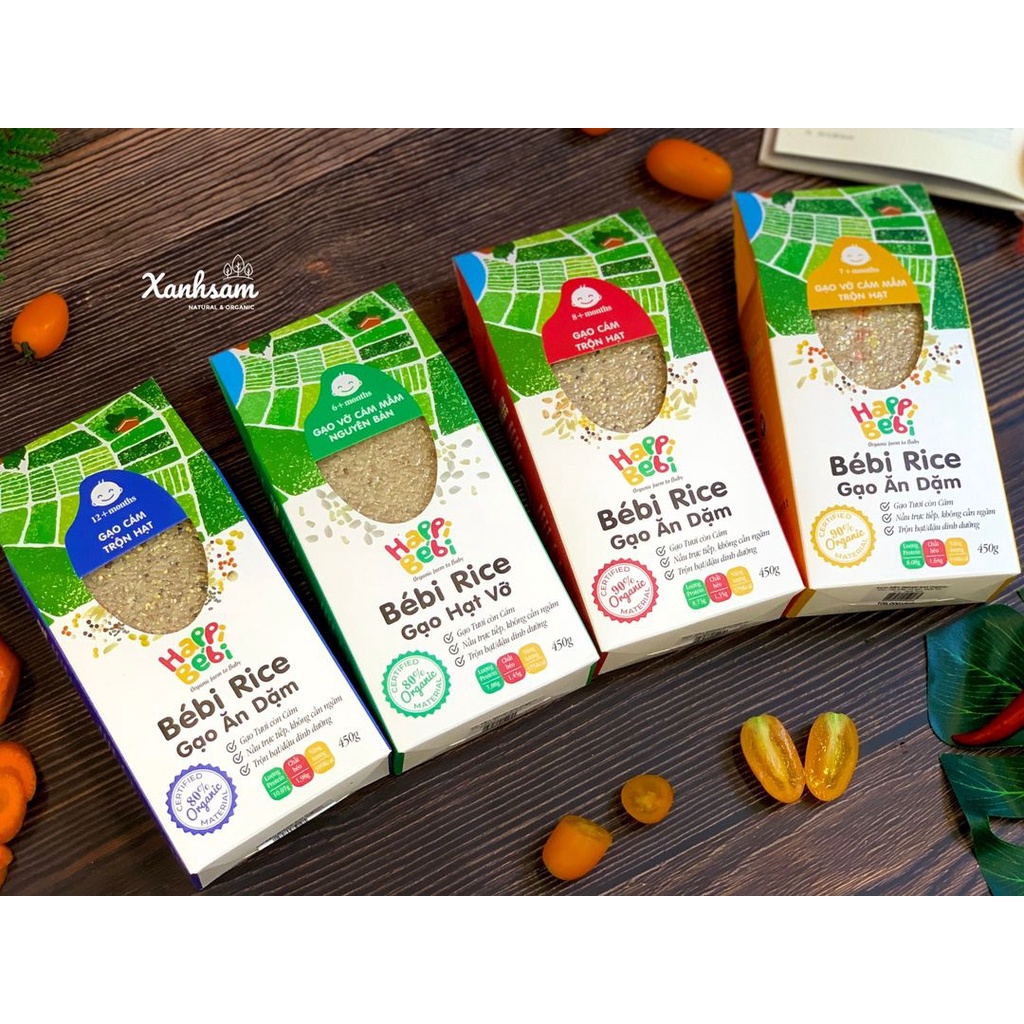 Gạo Cám Ăn Dặm Trộn Hạt Hữu Cơ Cho Bé 450g Bébi Rice - XanhSam Organic