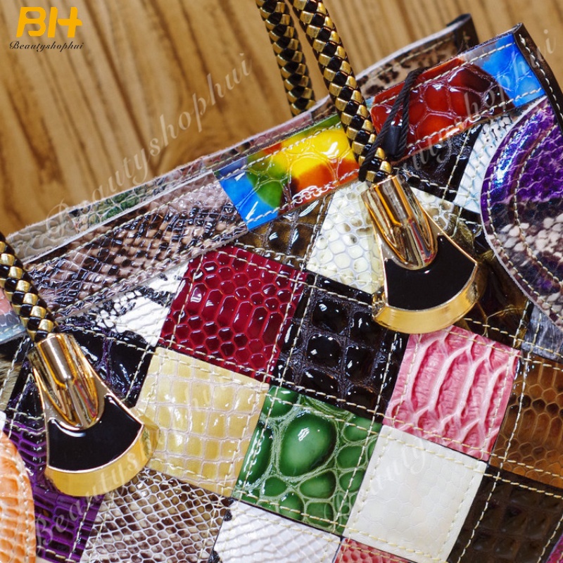 Túi Đeo Chéo Da Bò Họa Tiết Da Rắn Phong Cách Âu Mỹ Cho Nữ