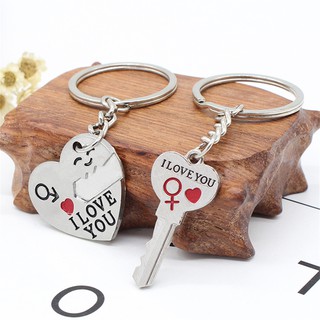 1 cặp móc khóa ghép hình i love you cho cặp đôi