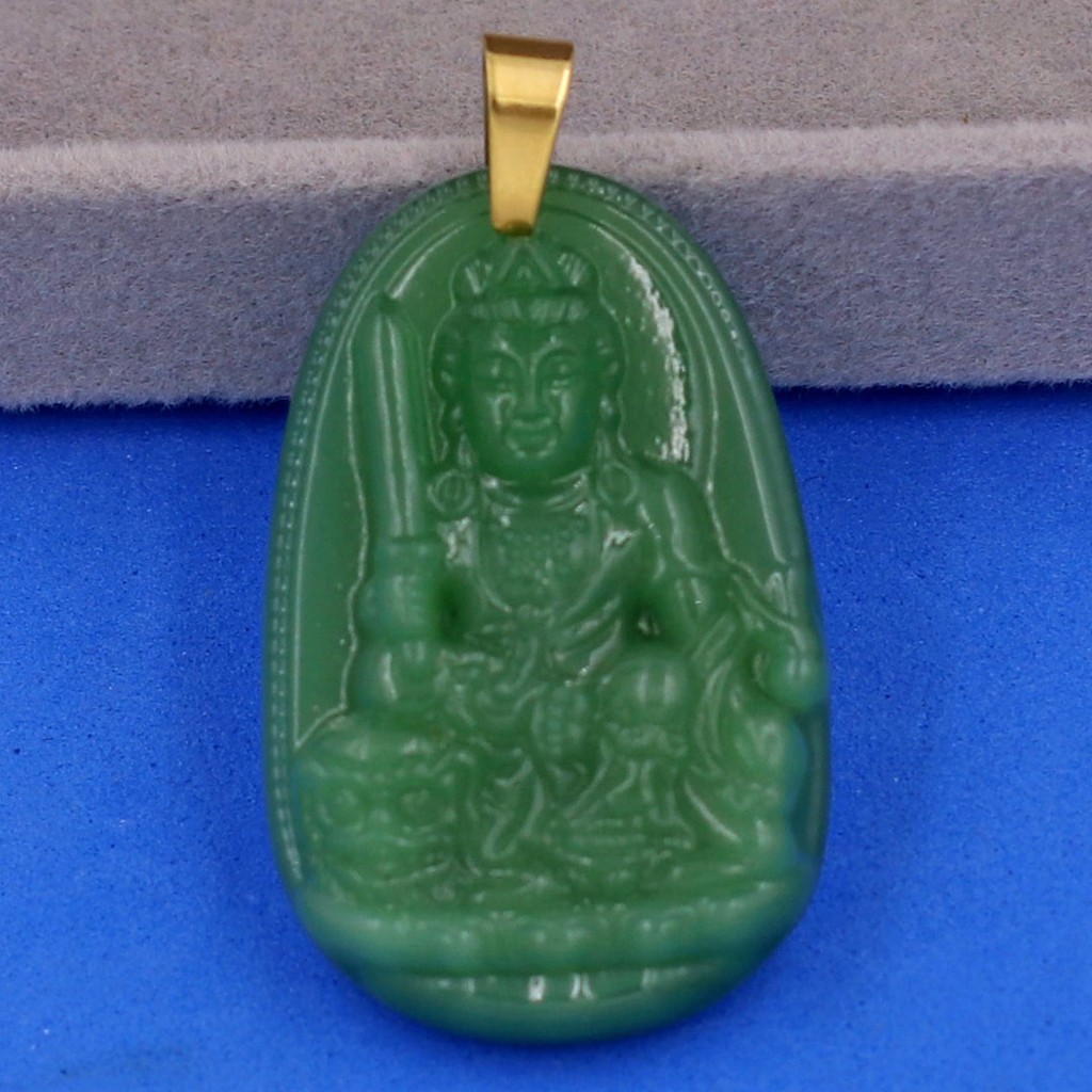Mặt dây chuyền Phật Văn thù xanh 5 cm MVTAXLN3 - Hộ mệnh tuổi Mão