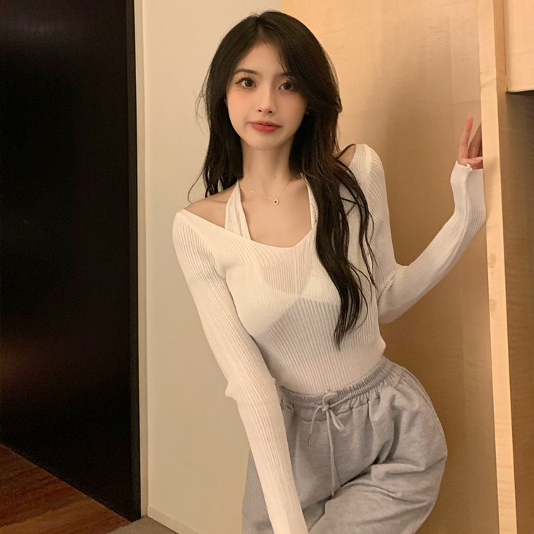 NZN Áo sweater trễ vai tay dài dáng ôm gợi cảm thời trang dành cho bạn nữ