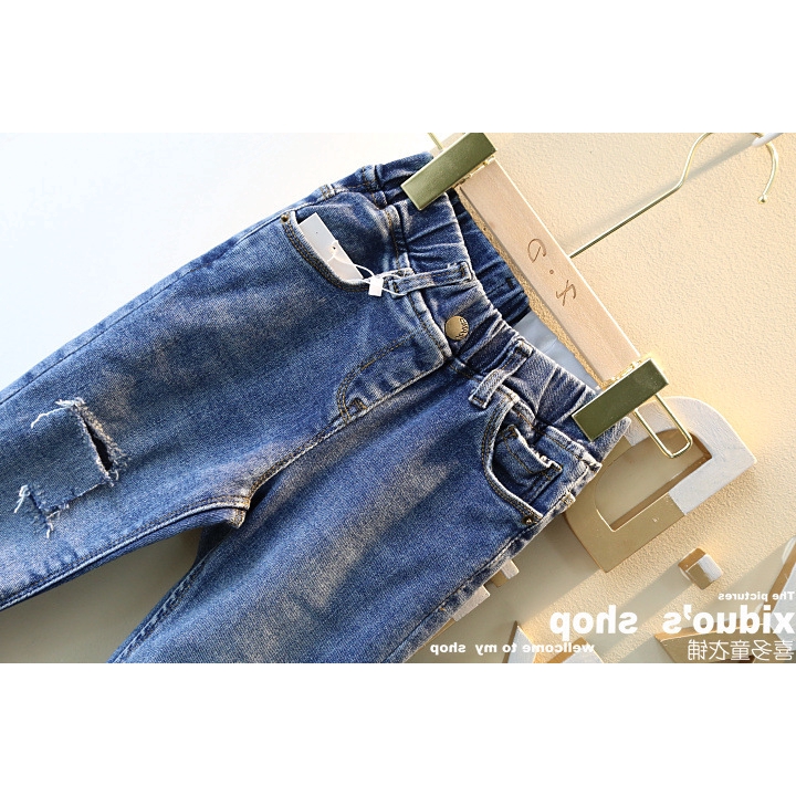 Quần Jeans Dài Thời Trang Cho Bé Trai Gái Từ 3-8 Tuổi