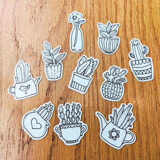 SET STICKER DOODLE PLANTS TRANG TRÍ SỔ BULLET JOURNAL, DÁN ĐIỆN THOẠI, MÁY TÍNH
