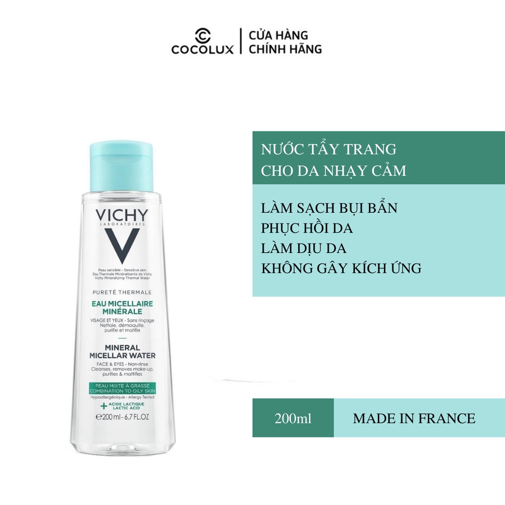 Nước Tẩy Trang Vichy Pureté Thermale Mineral Micellar Water 200ml