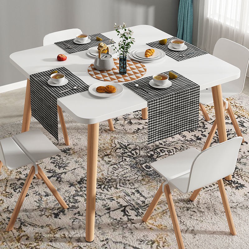 Bàn ăn Bắc Âu cho căn hộ nhỏ hiện đại và đơn giản chân gỗ nguyên khối tròn phòng khách gia đình ghế kết hợp