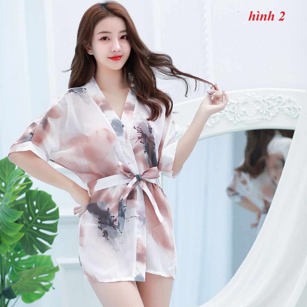Váy ngủ sexy áo choàng ngủ 💝size tới 60kg💝 áo kimono chiffon hoa sexy gợi cảm AM100001 sale giá rẻ | BigBuy360 - bigbuy360.vn
