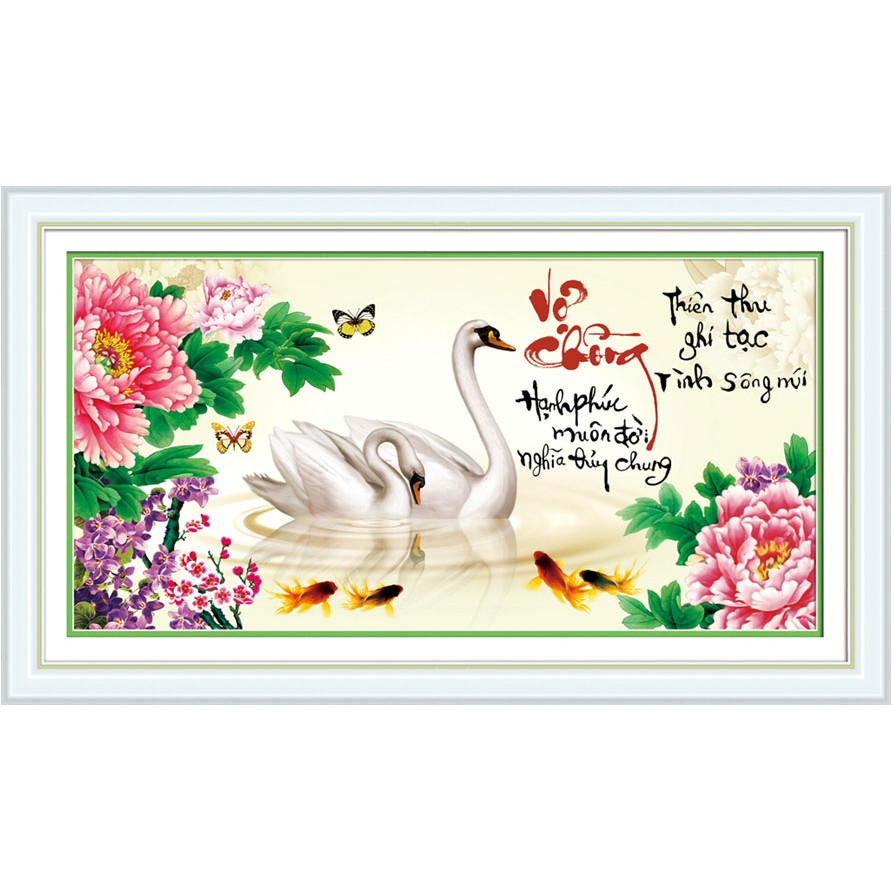 Tranh thêu chữ thập 3D - Chữ thư pháp Vợ Chồng 223020 (71x40cm)