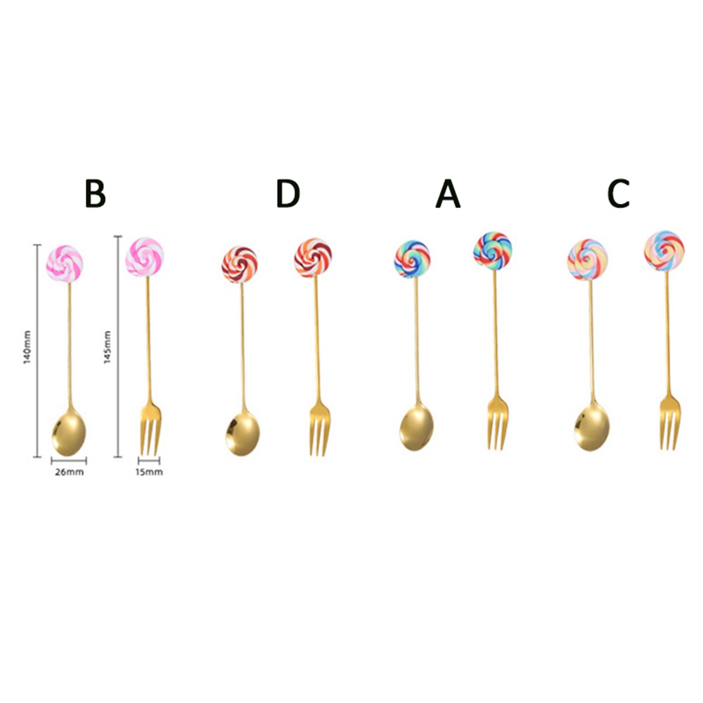 YIYU Muỗng Uống Trà / Cà Phê / Tráng Miệng Hình Cây Kẹo Mút Bằng Thép Không Gỉ Nhiều Màu Sắc 1 Cái