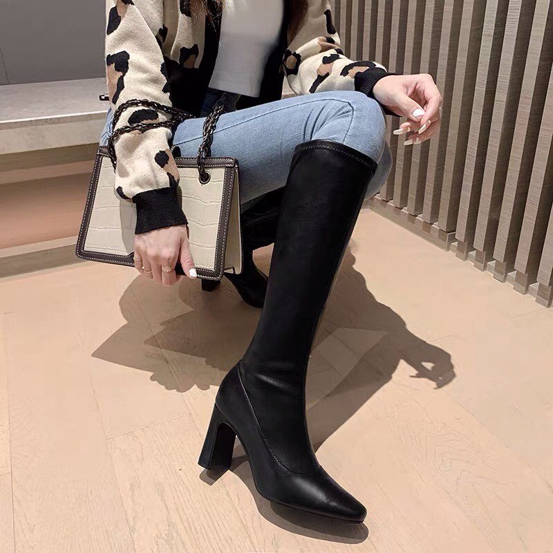 Bốt - Boots đùi da lộn - Mũi nhọn - Gót 7cm | BigBuy360 - bigbuy360.vn