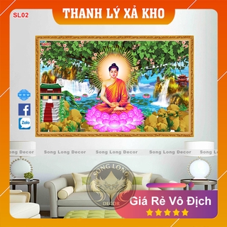Tranh dán tường Phật Giáo - SL02 -Tranh 3d phật Thích Ca - Song Long Decor