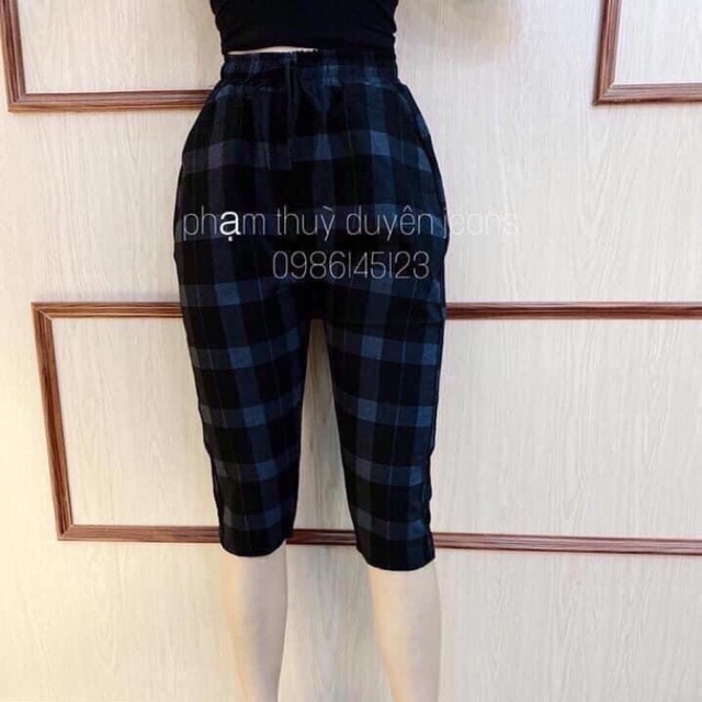 Quần đũi ngố kẻ cạp chun