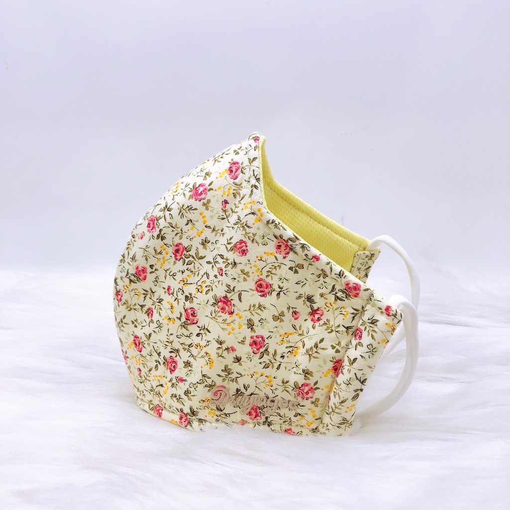 Khẩu Trang Vải Cotton 3 Lớp Duy Ngọc Kiểu Truyền Thống Hoa Nhí, Chống Tia Uv, Thoải Mái Khi Đeo