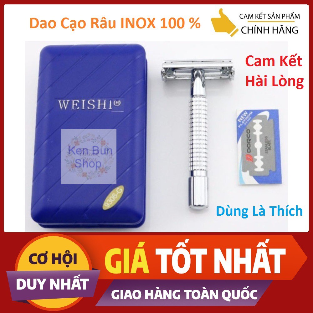 Cạo râu Inox cổ điển chất lượng cao Weishi Xịn [ Cam Kết Hàng Chuẩn INOX loại 1 100 % ]