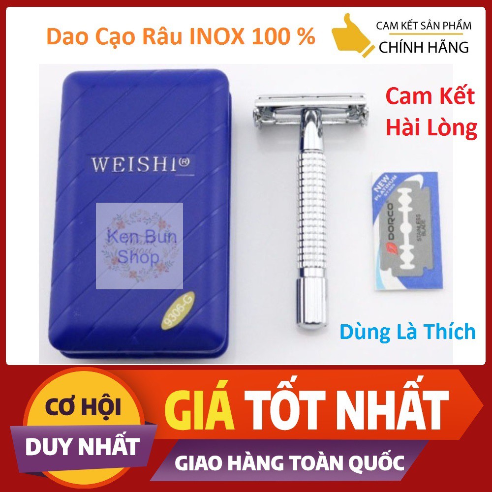 Cạo râu Inox cổ điển chất lượng cao Mingshi Xịn Phiên Bản Nâng Cấp Của Weishi [ Cam Kết Hàng Chuẩn INOX loại 1 100 % ]