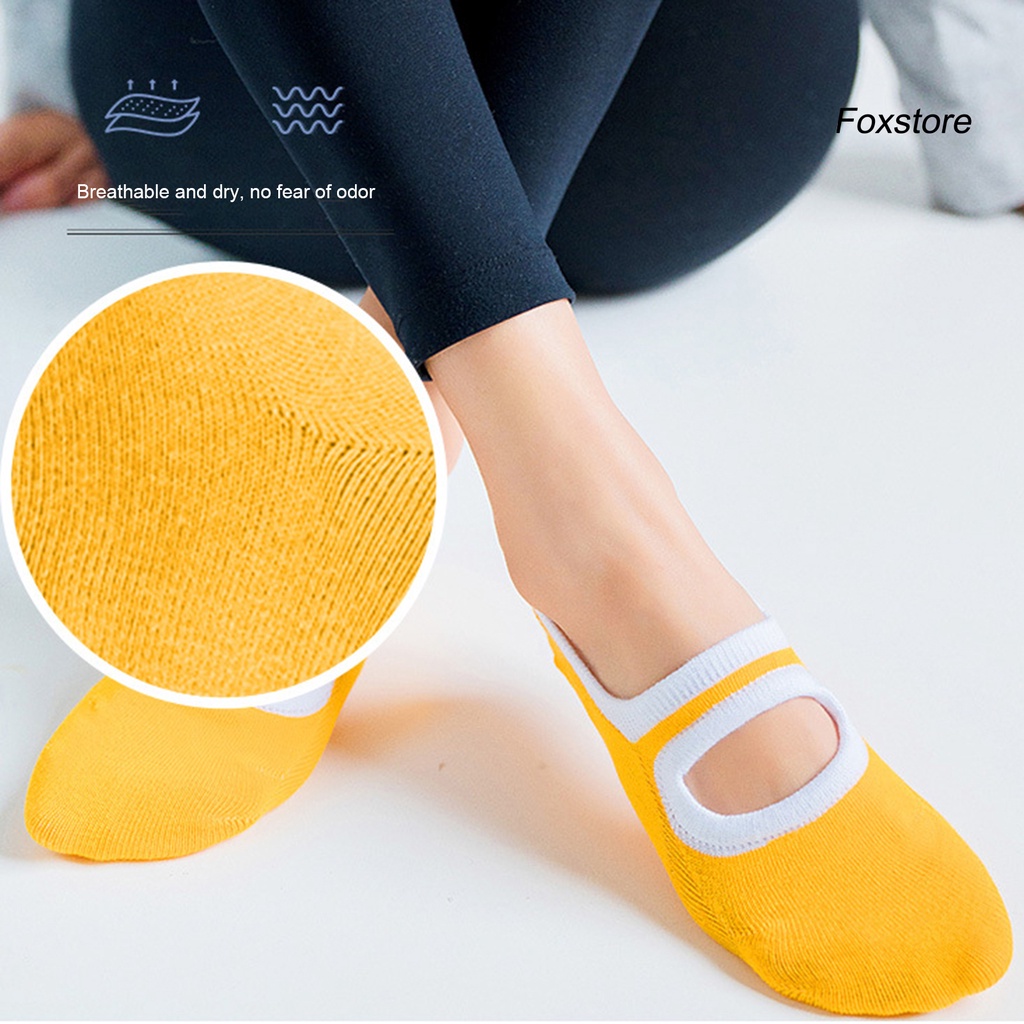 1 Cặp Vớ Cotton Chống Trượt Chống Ma Sát Thoáng Khí Dành Cho Nữ Tập Yoga fs-47