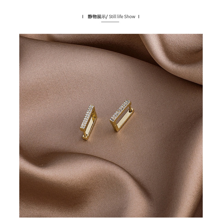 Bông tai mạ bạc 925 hình vuông thiết kế đơn giản phong cách Hàn Quốc mới