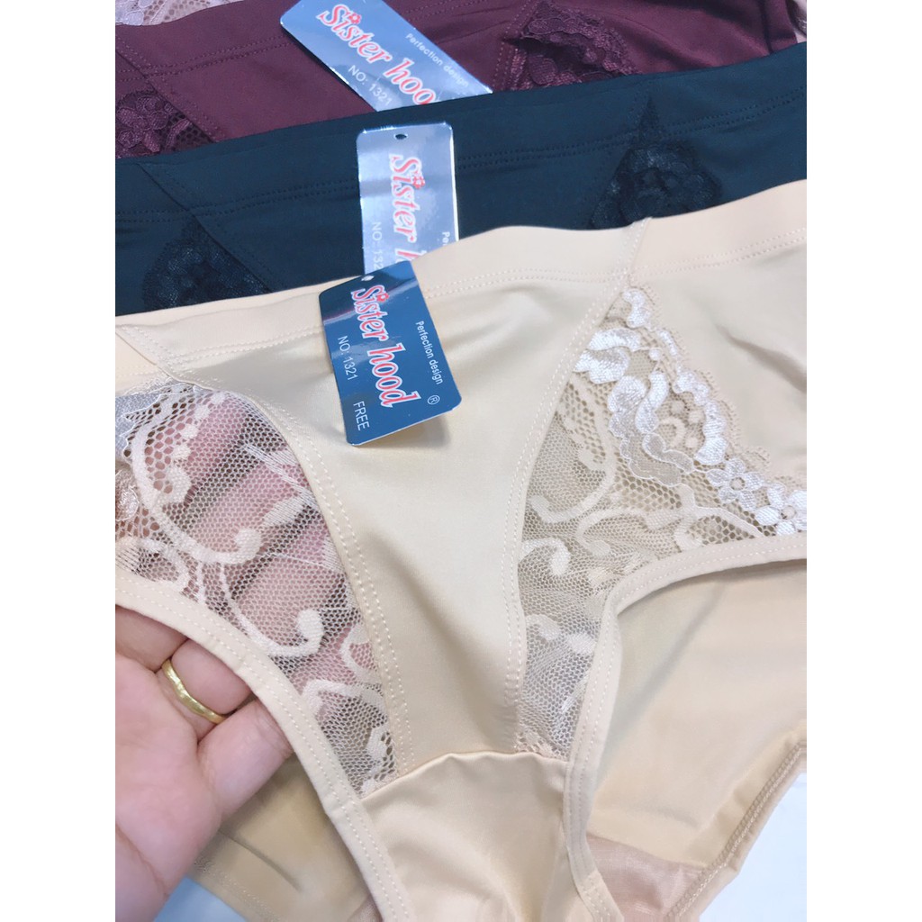 Quần lót nữ lưng cao ôm bụng thun lạnh pha ren hãng SISTERHOOD 1321 Thái Lan mặc siêu thích