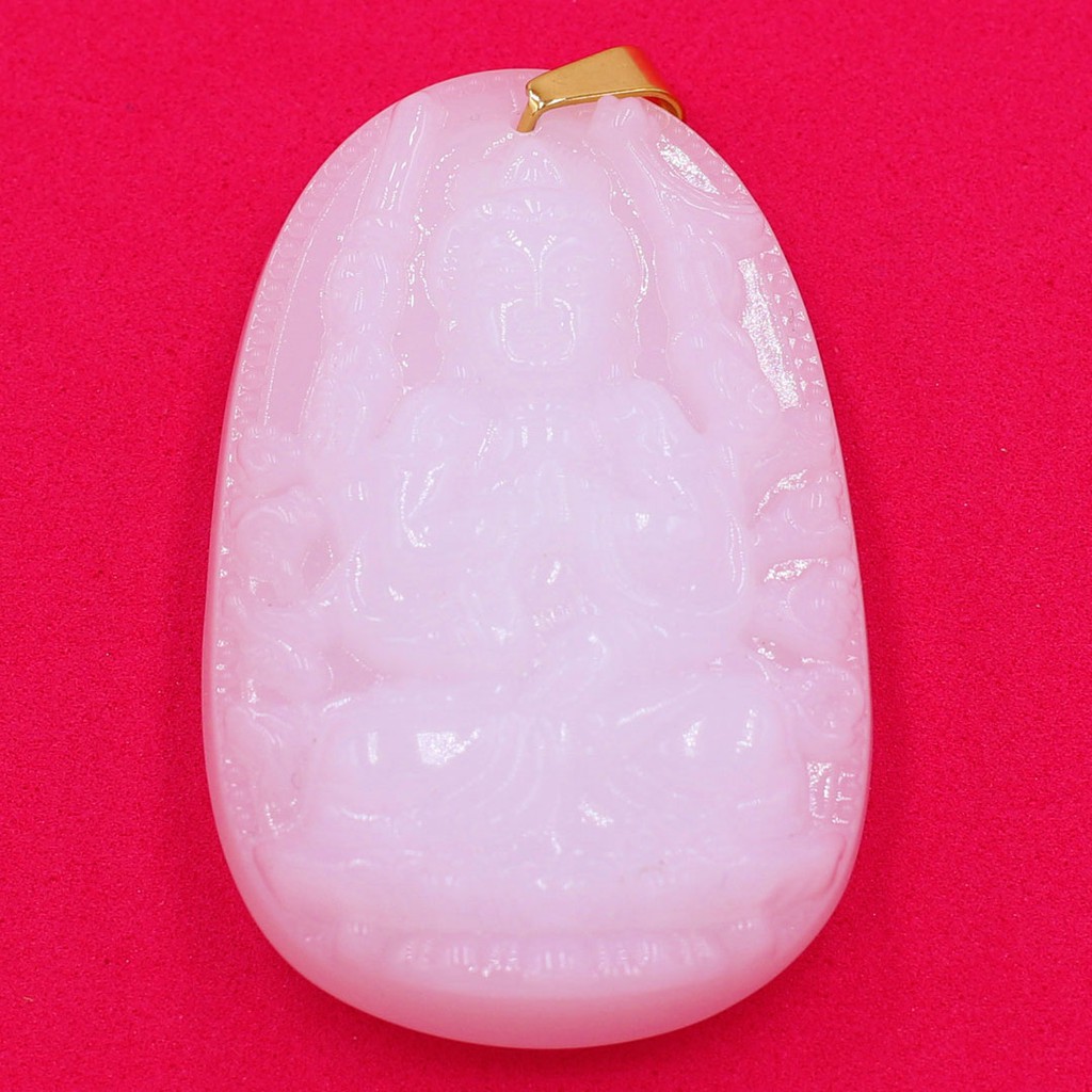 Mặt dây chuyền phật Thiên Thủ Thiên Nhãn đá tự nhiên trắng size nhỏ 3.6cm - Phật bản mệnh tuổi Tý - Tặng kèm móc inox