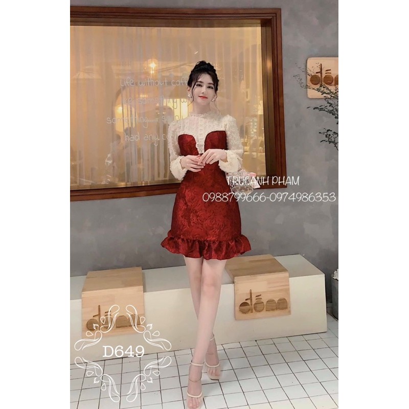 BIGSIZE Đầm tafta phối D649