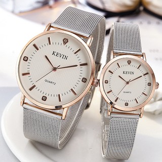Đồng hồ UNISEX KEVIN dây lụa mặt số đính đá KV012