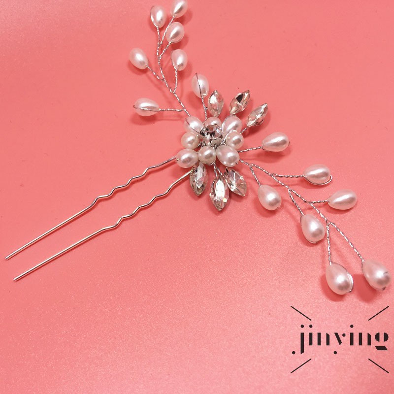 Trâm cài tóc cô dâu GETNOIVAS đính hoa pha lê phong cách cổ điển cho đám cưới