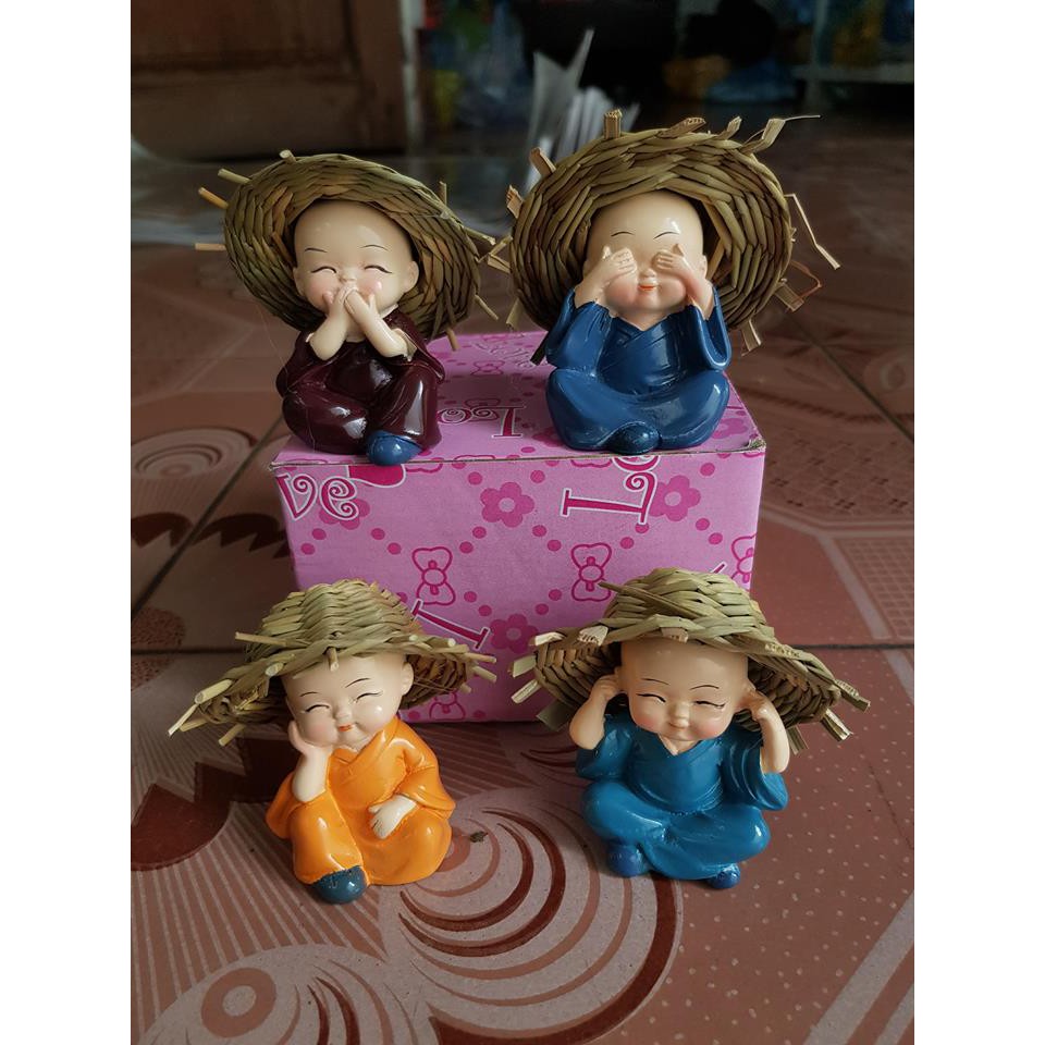 BỘ TƯỢNG 4 ĐIỀU KHÔNG ĐỘI NÓN RƠM | BigBuy360 - bigbuy360.vn