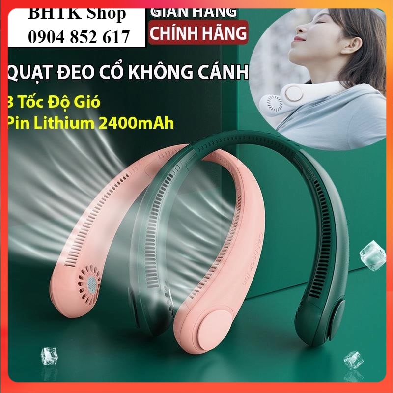 💥Giá Sỉ💥 Quạt mini đeo cổ không cánh 3 tốc độ gió, Pin 2400mAh - Quạt cầm tay mini sạc pin xoay 360 độ tiện dụng