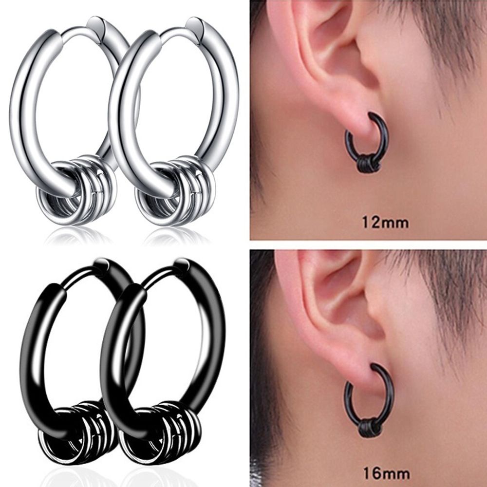 Bông Tai Hình Tròn Lớn Bằng Thép Không Gỉ 10-18mm Nhiều Màu Thời Trang Cho Nam Và Nữ