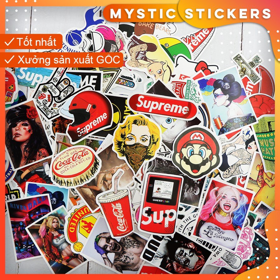 [SET TỔNG HỢP #1] 100 Sticker chống nước/ trang trí, set mix ,dán xe laptop mũ bảo hiểm vali...