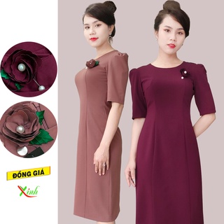 Đầm suông tay lỡ đính hoa sang trọng